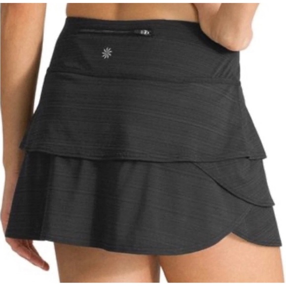 Women's ATHLETA Black Stripe Swagger Skort Tennis Skirt Built In Shorts Medium - Picture 2 of 7